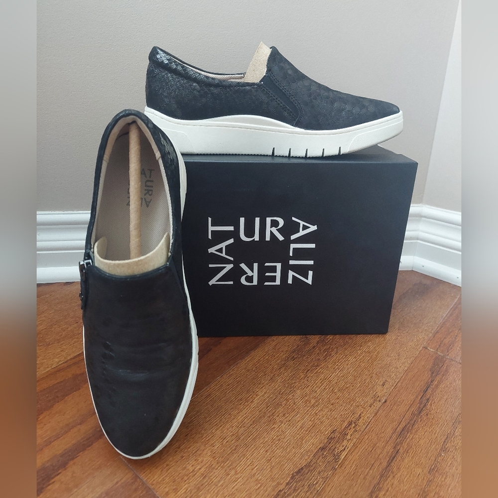 Naturalizer Black Snake Slip On Sneakers